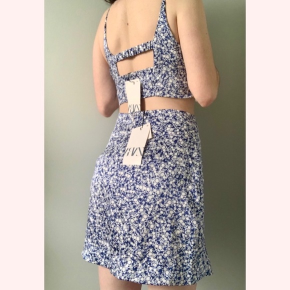 Zara Floral Crop Top and Skirt Two Piece Set NWT - Picture 3 of 8